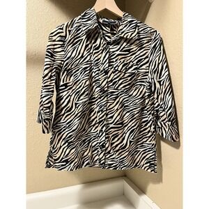 Karen Scott‎ 100% Cotton Tiger Stripe 3/4 Women S Safari Vacation Animal Print
